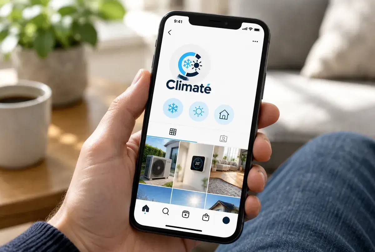 Logo de chauffagiste pour spécialiste climatisation et PAC air/air, sur site