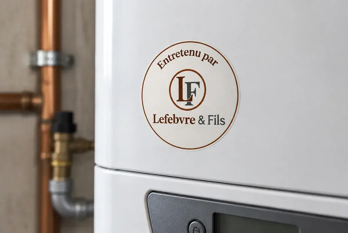 Logo de chauffagiste pour entreprise familiale d'entretien, sur autocollant