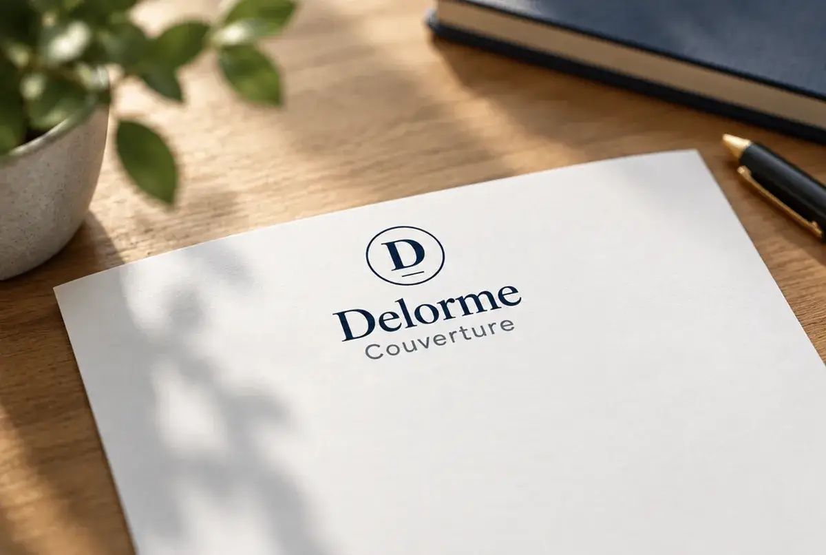 Logo de couvreur pour entreprise ancienne, sérieux sans effet, sur papier à en-tête