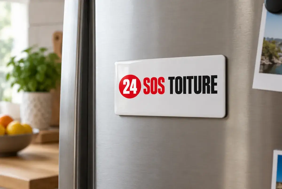 Logo de couvreur pour dépanneur 24 h, sinistres et assurance, sur camion