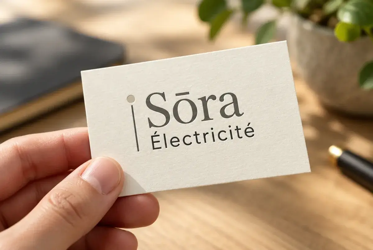Logo d'électricien pour l'électricien soigné des appartements de centre-ville, sur carte de visite