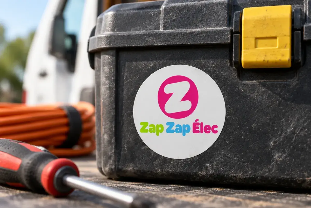 Logo d'électricien pour l'électricienne joyeuse des quartiers vivants, sur autocollants