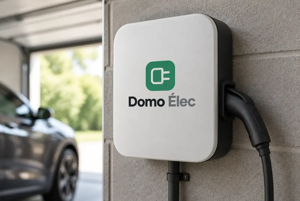 Logo d'électricien pour le spécialiste des bornes de recharge et de la maison connectée, sur borne