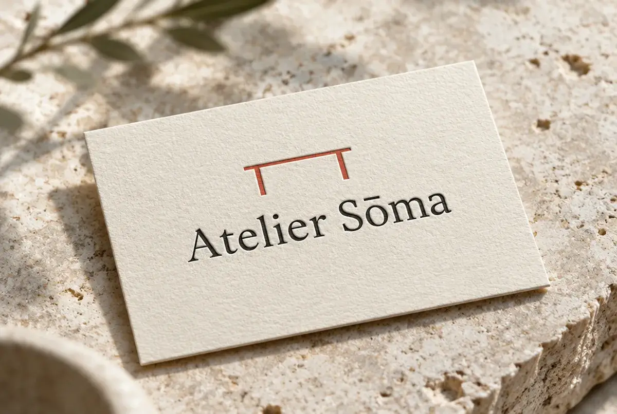 Logo de maçon pour le rénovateur de maisons en pierre, discret et exigeant, sur carte de visite
