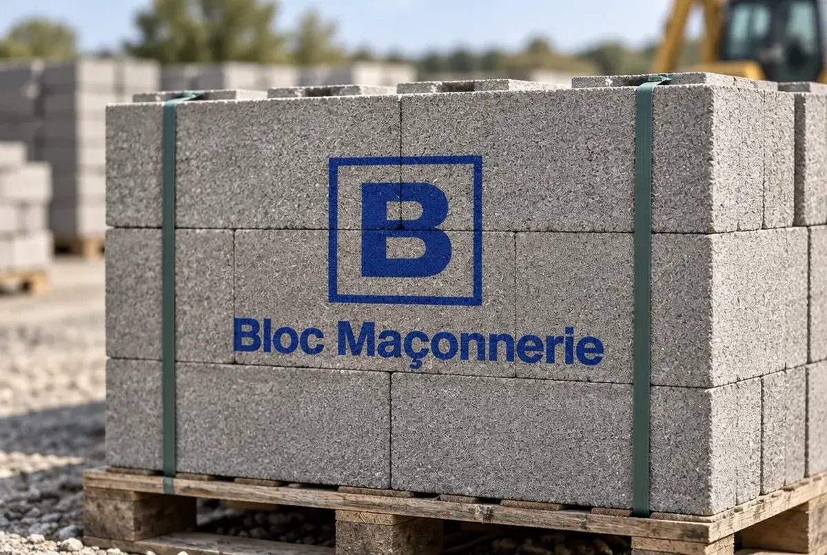 Logo de maçon pour l'entreprise de gros œuvre et de construction, sur banche