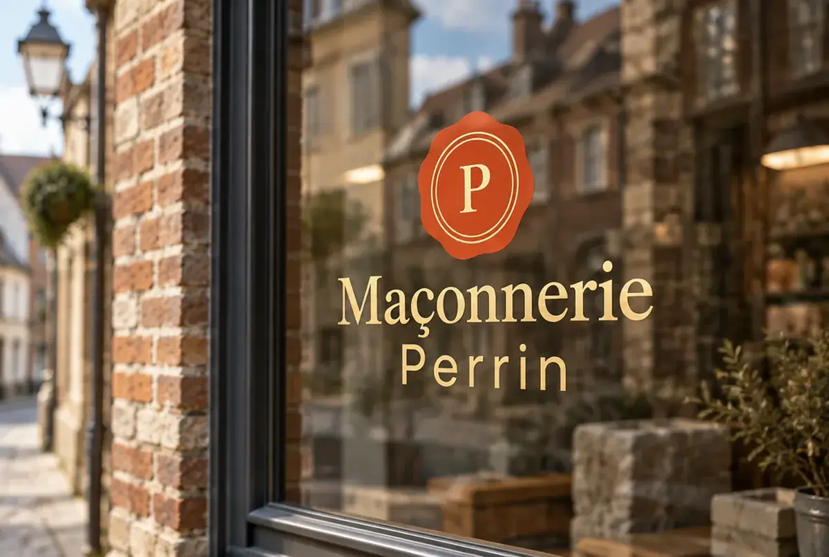 Logo de maçon pour le rénovateur de brique et de silex, installé depuis longtemps, sur en-tête de courrier