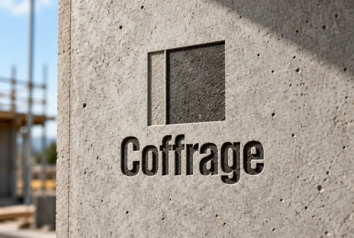 Logo de maçon pour l'entreprise de gros œuvre béton, sur banche