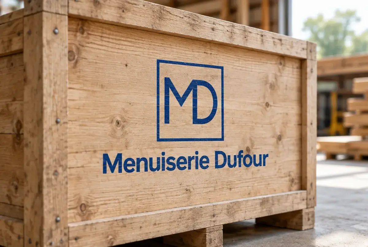Logo de menuisier pour menuiserie généraliste de quartier, solide, sur camion