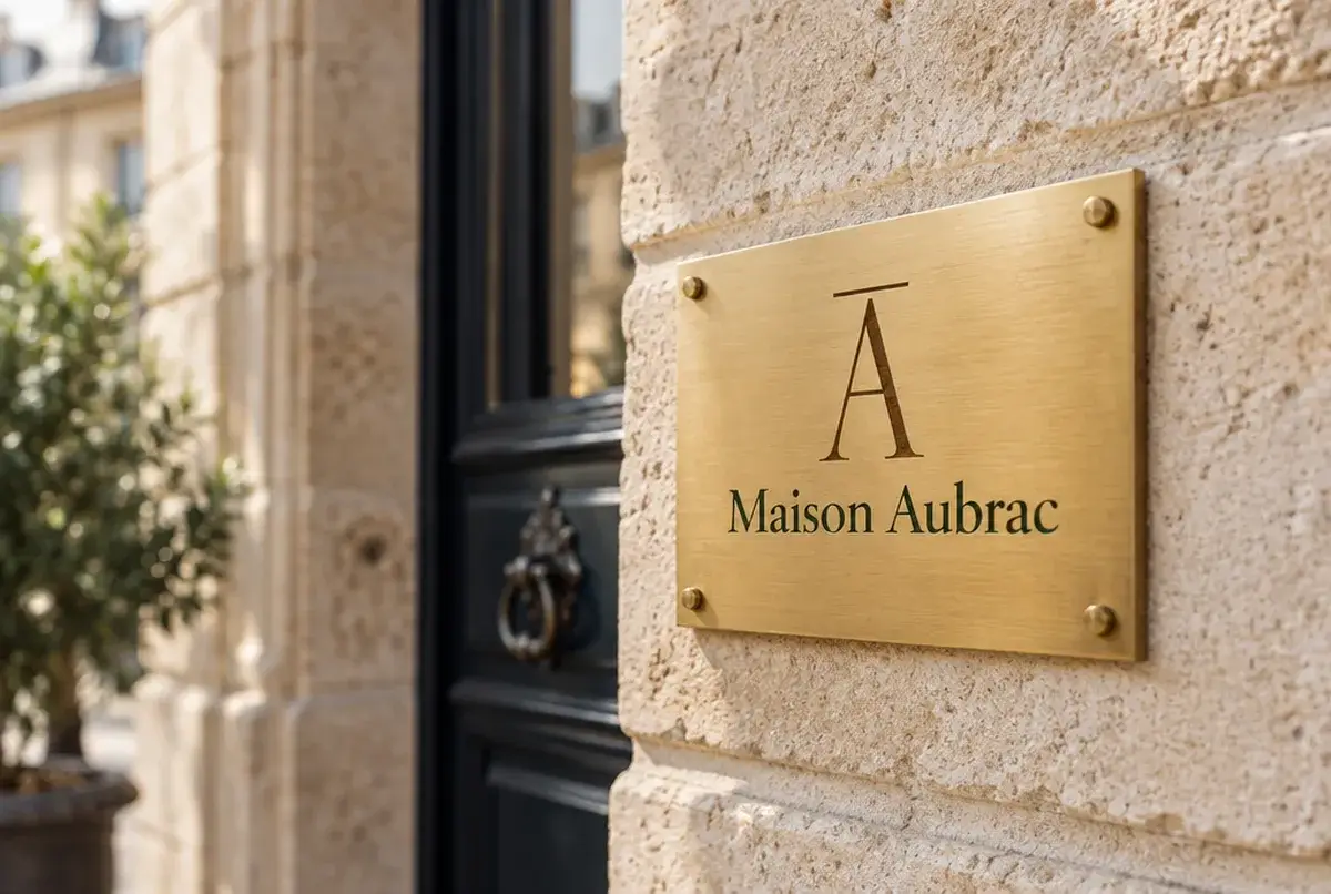 Logo de menuisier pour maison d'agencement premium (cuisines, dressings), sur carte de visite