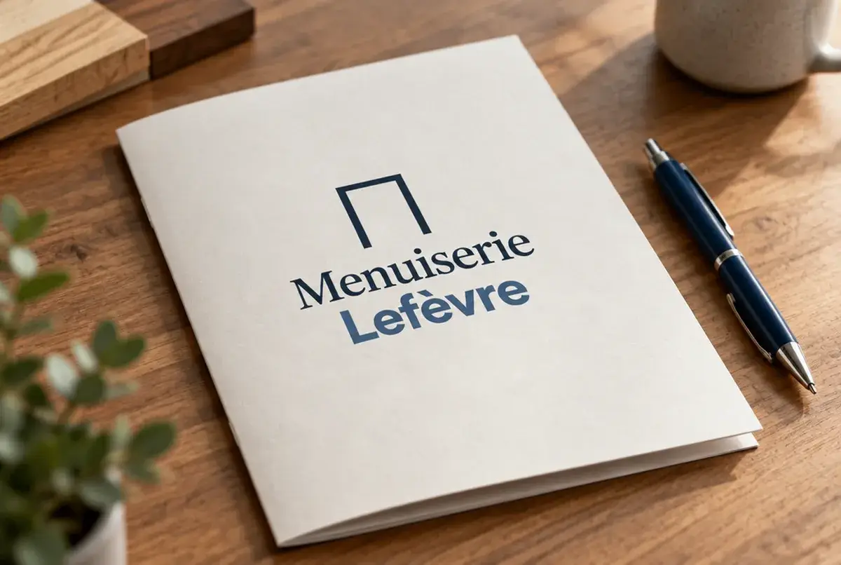 Logo de menuisier pour entreprise installée depuis 25 ans, clientèle fidèle, sur devis