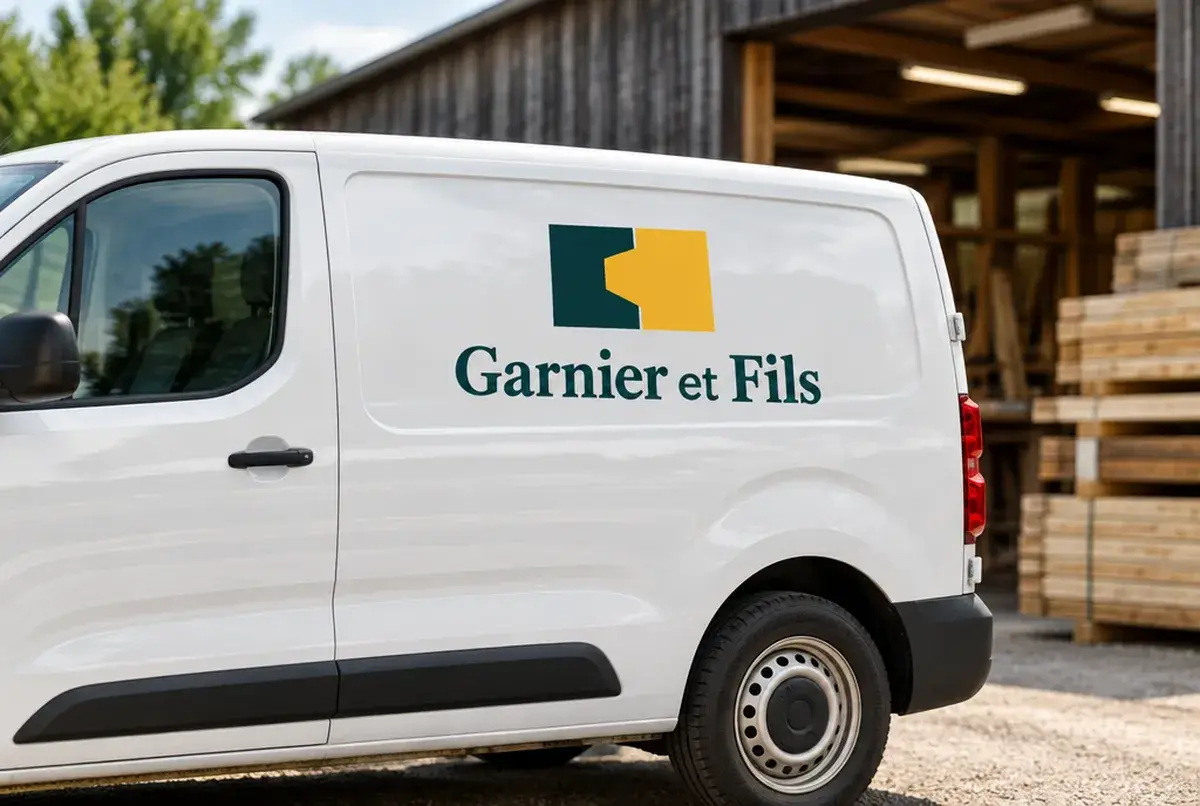 Logo de menuisier pour entreprise familiale, père et fils, sur fiche google