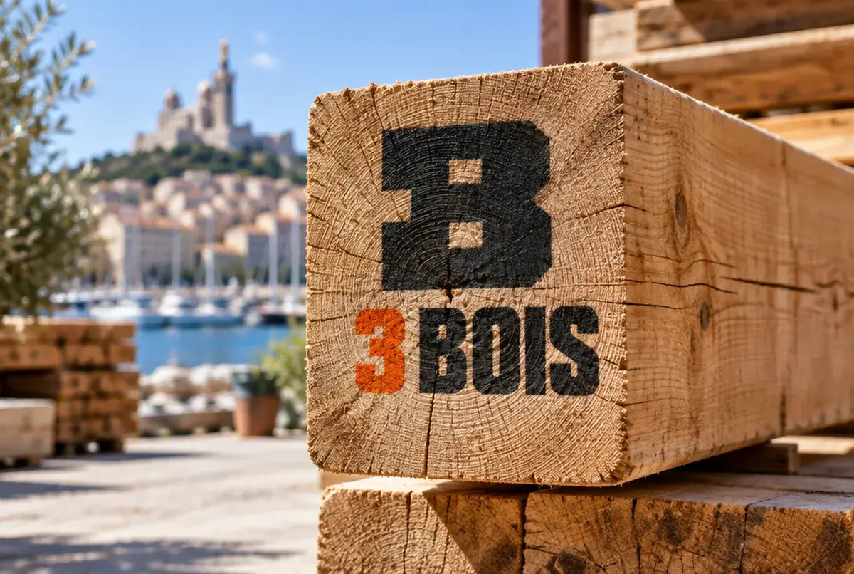 Logo de menuisier pour spécialiste extérieur : pergolas, portails, baies, sur camion