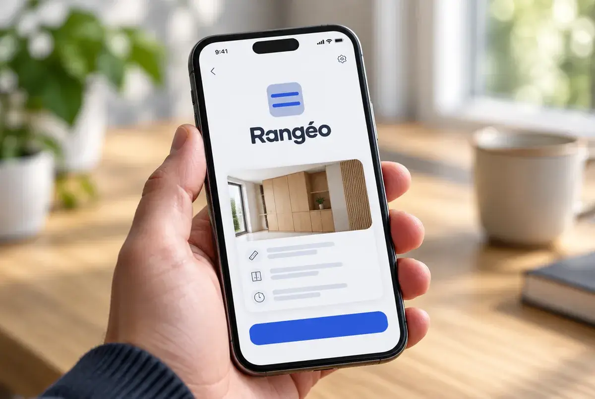 Logo de menuisier pour spécialiste rangements sur mesure, sur site