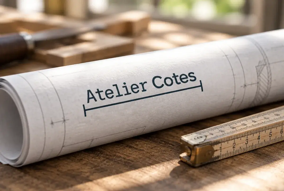 Logo de menuisier pour menuisier qui livre des plans cotés, sur devis