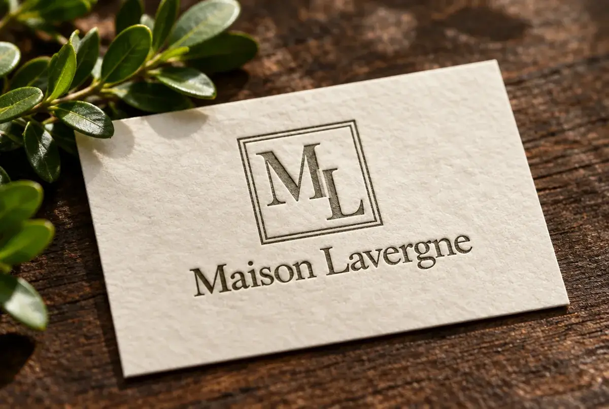 Logo de paysagiste pour maison de tradition, parcs et propriétés, sur carte
