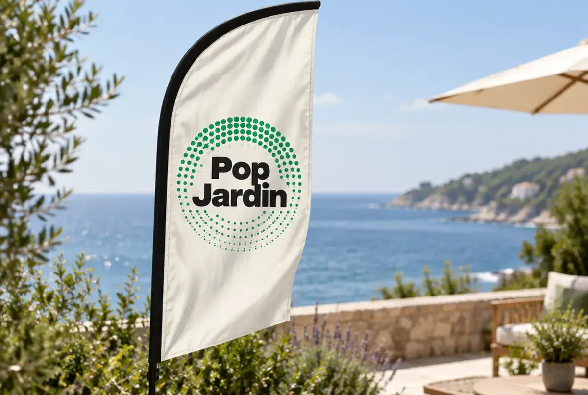 Logo de paysagiste pour jeune équipe, terrasses de bord de mer, sur camion