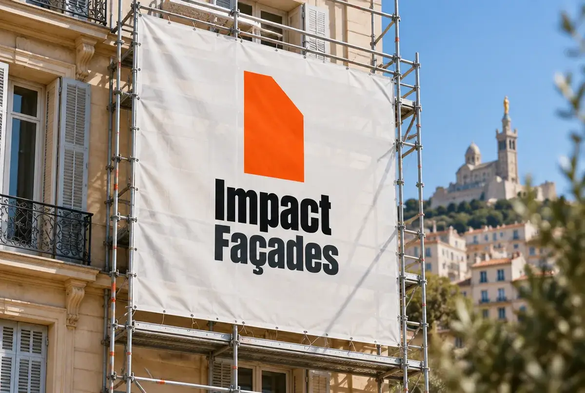 Logo de peintre en bâtiment pour façadier, gros chantiers, cordistes, sur flanc de fourgon