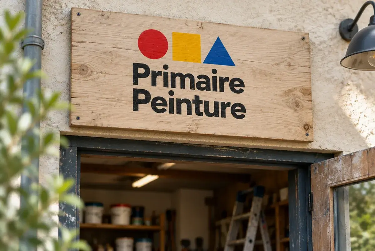 Logo de peintre en bâtiment pour peintre des couleurs franches, chantiers de déco, sur enseigne