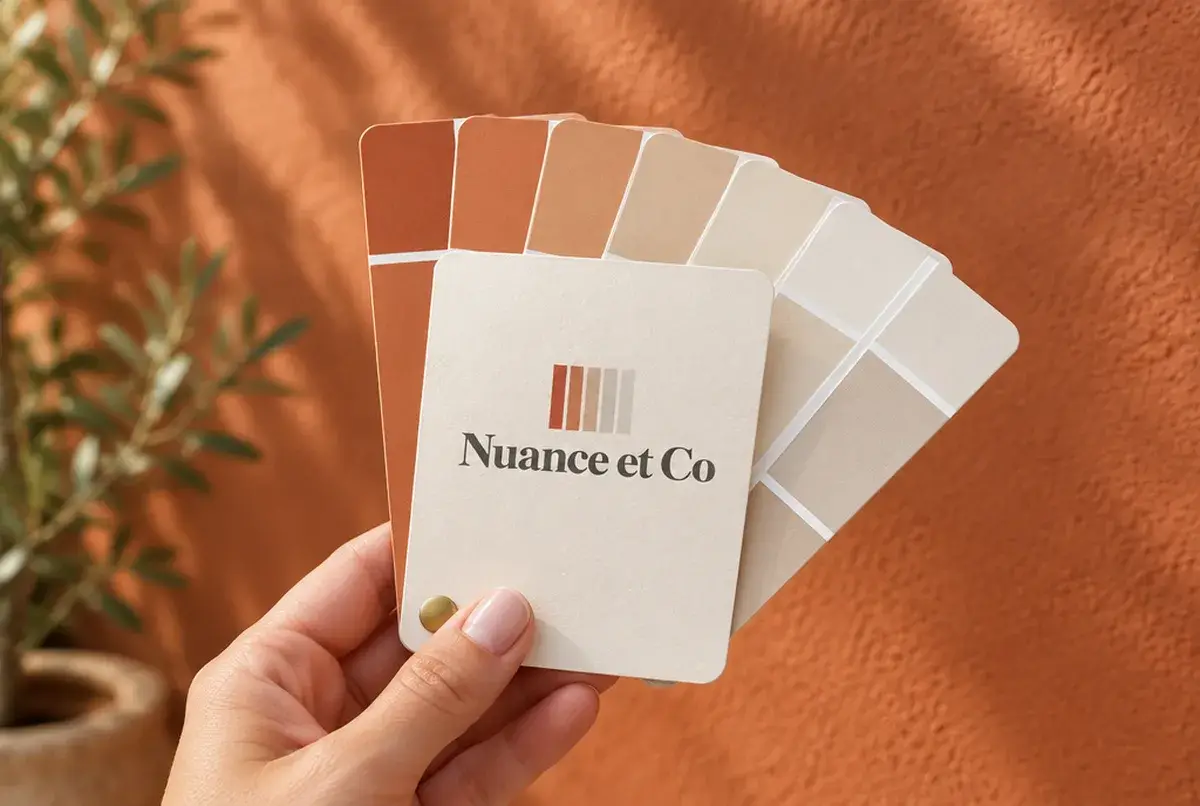 Logo de peintre en bâtiment pour coloriste, conseil couleur inclus, sur carte de visite