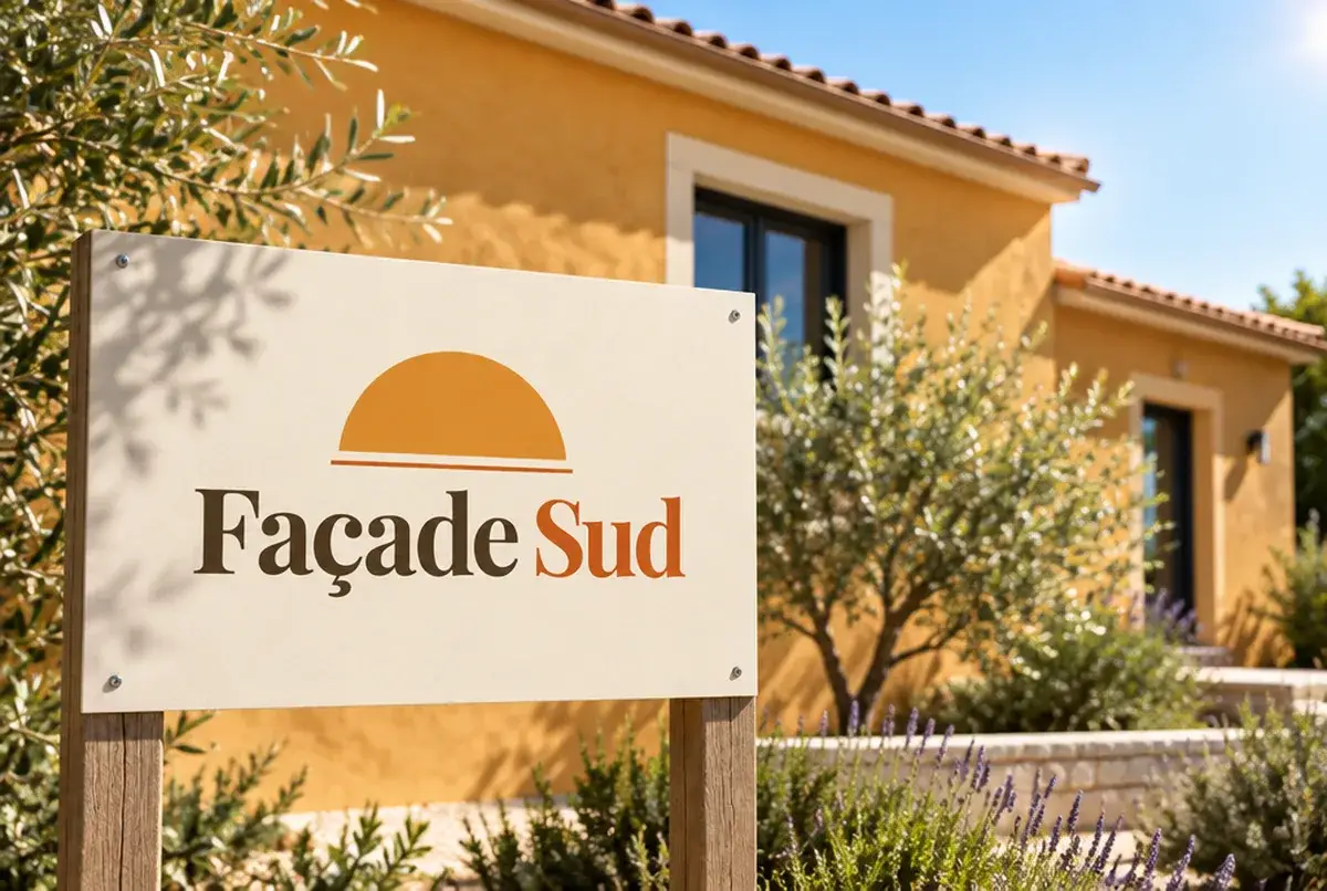 Logo de peintre en bâtiment pour façadier du sud, façades colorées, sur fourgon