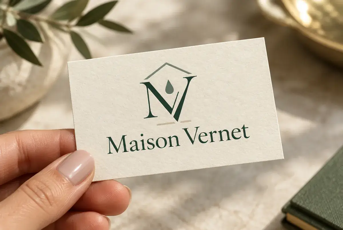 Logo de plombier pour spécialiste des salles de bain premium, sur carte