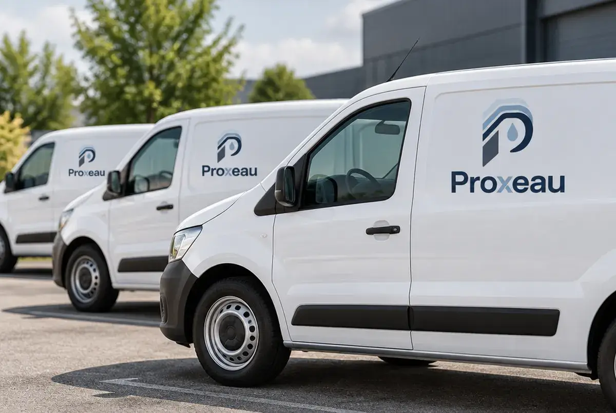 Logo de plombier pour structure avec plusieurs techniciens, syndics, sur camions de flotte